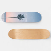 Tropical Girly Name Pink Blue Palm Tree Sunset Skateboard (Horizontal)