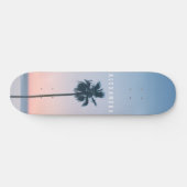 Tropical Girly Name Pink Blue Palm Tree Sunset Skateboard (Horizontal)