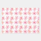 Tropical Girly Pink Peach Hibiskus Blume Geschenkpapier Set (Vorderseite 2)