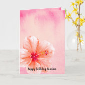 Tropical Girly Pink Peach Hibiskus Blume Karte (Gelbe Blume)