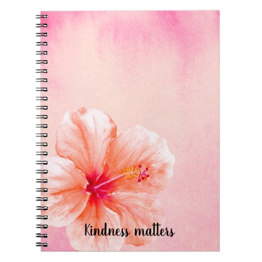 Tropical Girly Pink Peach Hibiskus Blume Notizblock (Vorderseite)