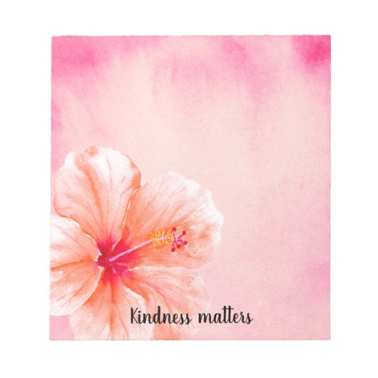 Tropical Girly Pink Peach Hibiskus Blume Notizblock (Vorderseite)