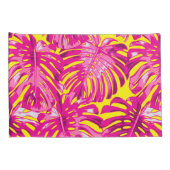 Tropical Girly Pink Yellow Palm Blätter Kissenbezug (Rückseite-Rechts)