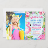Tropical Girly Waterslide Geburtstags-Foto Einladung (Vorderseite)