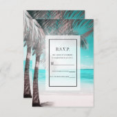 Tropical Glam Pink Aqua Blue Beach Palm UAWG Antwo Einladung (Vorne/Hinten)