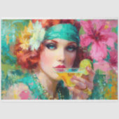 Tropical Glam Redhead Martini Cocktail Decoupage Seidenpapier (Vorderseite)