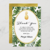 Tropical Gold Ananas Baby Dusche Danke Karte (Vorne/Hinten)