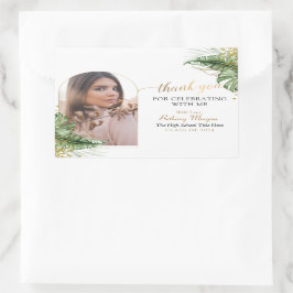 Tropical Gold Arch Foto Abschluss Vielen Dank Rechteckiger Aufkleber