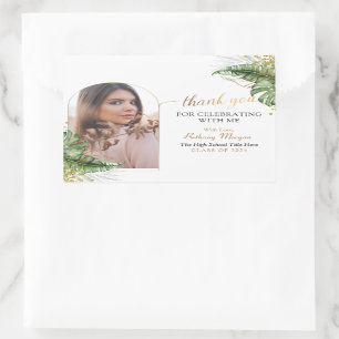 Tropical Gold Arch Foto Abschluss Vielen Dank Rechteckiger Aufkleber