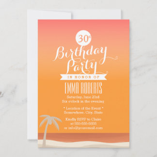 Tropical Gold Beach Thema Geburtstagsparty Einladung