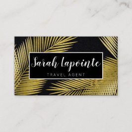 Tropical Gold & Black Palm Blätter Elegantes Desig Visitenkarte