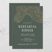 Tropical Gold Botanics Hochzeit Probe Dinner Einladung (Vorne/Hinten)