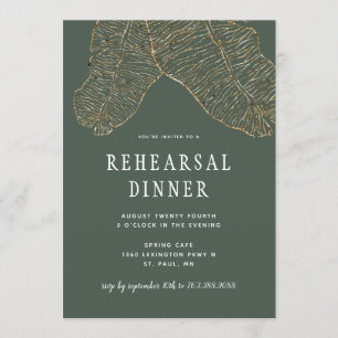 Tropical Gold Botanics Hochzeit Probe Dinner Einladung