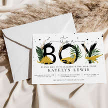 Tropical Gold Dinosaurier Baby Dusche Einladung