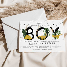 Tropical Gold Dinosaurier Baby Dusche Einladung