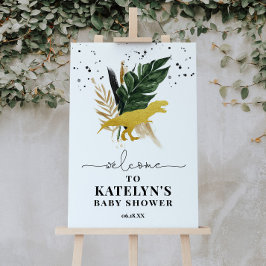 Tropical Gold Dinosaurs Welcome Sign Poster