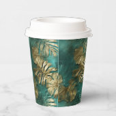 Tropical Gold Emerald Green Blätter Pappbecher (Rechts)