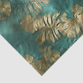 Tropical Gold Emerald Green Blätter Seidenpapier (Detail)