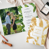 Tropical Gold Foil Banana Blätter Hochzeit einlade Folienkarte