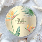 Tropical Gold Foil Floral Folies Monogram Script Getränkeuntersetzer