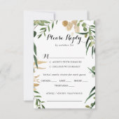 Tropical Gold Foliage Wedding Menü UAwg RSVP Karte (Vorderseite)