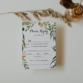Tropical Gold Foliage Wedding Menü UAwg RSVP Karte