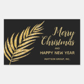 Tropical Gold Glitter Palm Christmas Thank You Rechteckiger Aufkleber (Vorderseite)