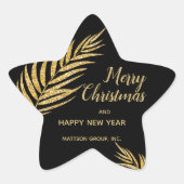 Tropical Gold Glitter Palm Christmas Thank You Stern-Aufkleber (Vorderseite)