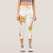 Tropical Gold Glitzer Beach Lover White Capri Leggings (Vorderseite)