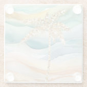 Tropical Gold Glitzer Palm Tree Beach Glasuntersetzer (Rückseite)