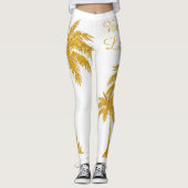 Tropical Gold Glitzer Palm Tree Beach Lover Leggings (Vorderseite)
