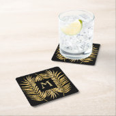Tropical Gold Glitzer Palm Tree Fronds Wohngestalt Rechteckiger Pappuntersetzer (Vor Ort)