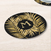 Tropical Gold Glitzer Palm Tree Fronds Wohngestalt Runder Pappuntersetzer (Angewinkelt)