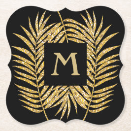 Tropical Gold Glitzer Palm Tree Fronds Wohngestalt Untersetzer