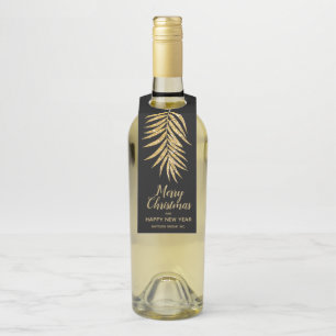 Tropical Gold Glitzer Palm Weihnachten Flaschenanhänger