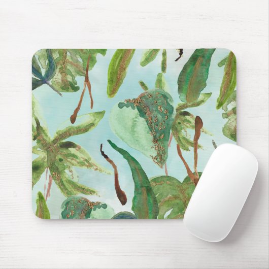 Tropical Gold Green Blätter Mousepad (Mit Mouse)