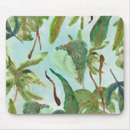 Tropical Gold Green Blätter Mousepad