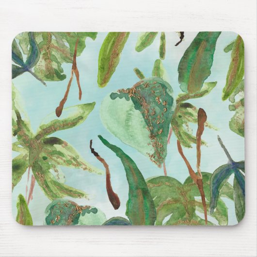 Tropical Gold Green Blätter Mousepad (Vorne)