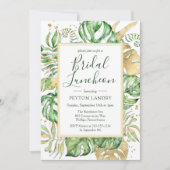 Tropical Gold & Green Bridal Luncheon Dusche Einladung (Vorderseite)