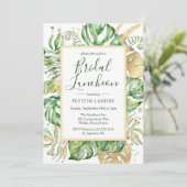 Tropical Gold & Green Bridal Luncheon Dusche Einladung (Stehend Vorderseite)