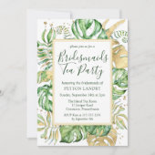 Tropical Gold & Green Bridesmaids Tea Party Einladung (Vorderseite)