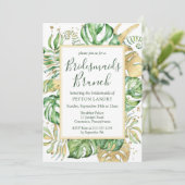 Tropical Gold & Green Bridesmaier Brunch Einladung (Stehend Vorderseite)