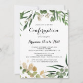 Tropical Gold Green Foliage Confirmation Einladung (Vorderseite)