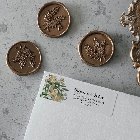 Tropical Gold Green Foliage Rücksendeadresse