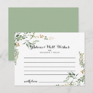Tropical Gold Green Foliage Wedding Advice Card Postkarte