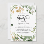 Tropical Gold Green Foliage Wedding Breakfast Einladung (Vorderseite)