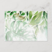 Tropical Gold & Green Monstera Blätter Empfang Begleitkarte (Rückseite)