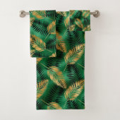 Tropical Gold Green Palm Blätter Badhandtuch Set (Insitu)