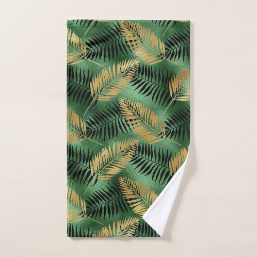 Tropical Gold Green Palm Blätter Badhandtuch Set (Handtuch)