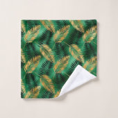 Tropical Gold Green Palm Blätter Badhandtuch Set (Waschlappen)